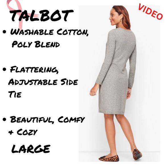 POSH PARTY SPECIAL TALBOT Grey Tweed Side Tie Sweater Dress - Picture 7 of 15